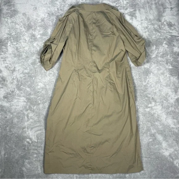 Lafayette 148 Dress Women’s Medium Green Knee Length Collar Ruched Casual - Picture 5 of 9